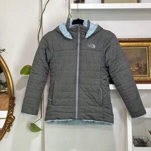 The North Face | Girl’s S7/8 Mossbud Hooded Swirl Jacket Blue Gray